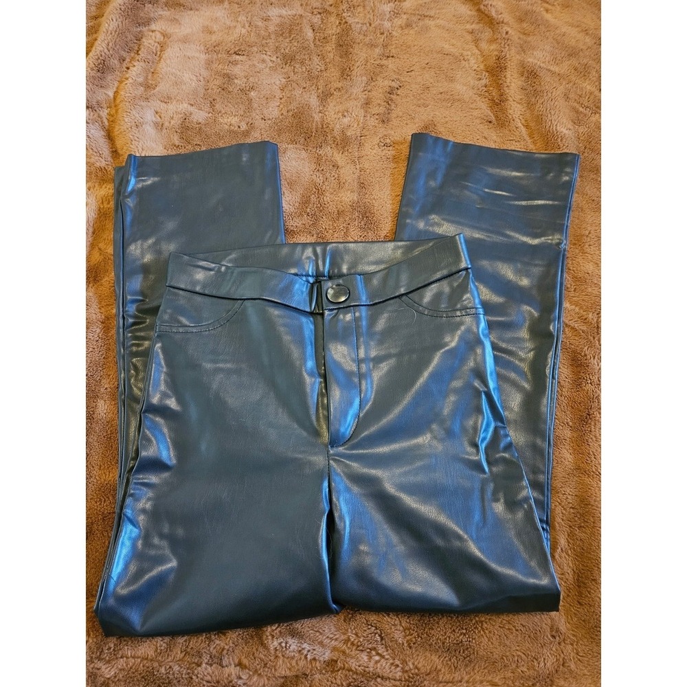 Calzedonia Faux Leather High Rise Straight Leg Pants Black Women Size Small